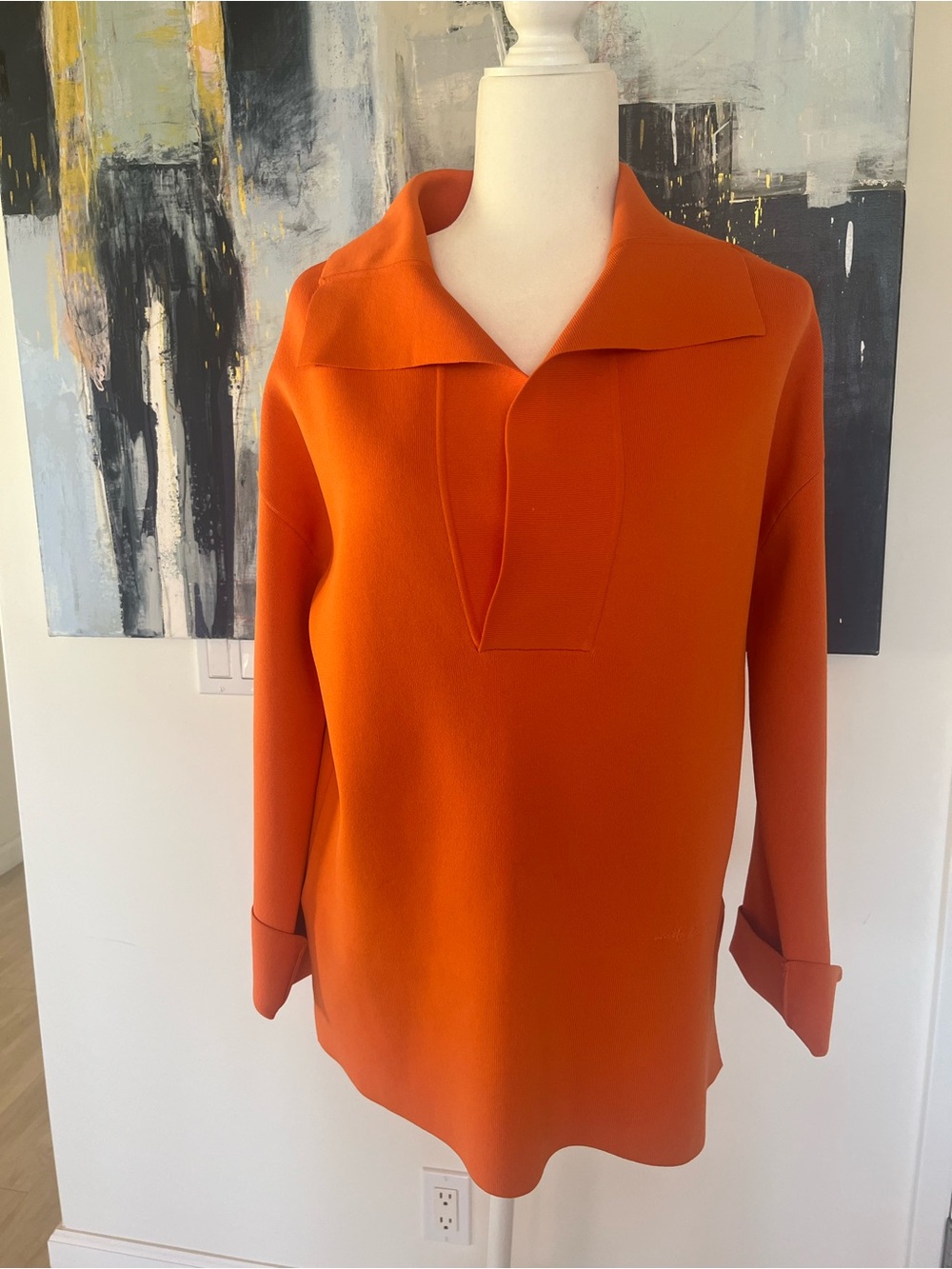 Adolfo Dominguez  Women's Tunic Top, Sz M, orange knit